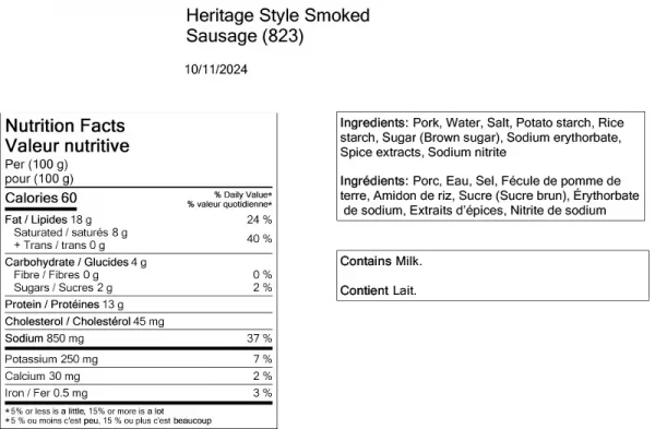 HERITAGE STYLED SMOKED SAUSAGE