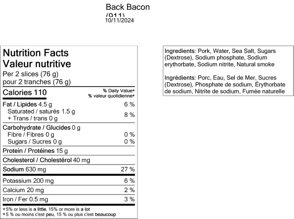 BACK BACON Label