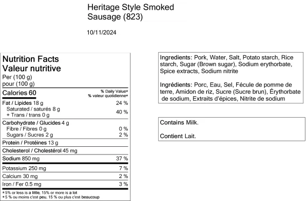 HERITAGE STYLED SMOKED SAUSAGE